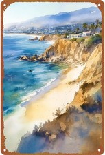 Malibu Watercolor Poster Tin Metal Signs Home Décor & Quirky Creative Wall Decor picture