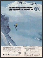Roche 1980s Print Advertisement Ad 1983 Pharmaceuticals Downhill Skiier picture