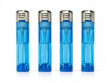 LOT OF 4 RARE Amazing Slide Lighters BLUE Electronic Adjustable Flame Refillable picture