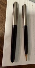 VTG 1941-1943 PARKER 51 Blue Diamond Vacumatic Fountain Pen & Mech Pencil 14K F picture