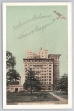 Hotel Rueger 9th Bank Sts Richmond Virginia Lumitone Postcard Airplane picture