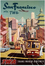 San Francisco California TWA United States Travel Advertisement Art Poster picture