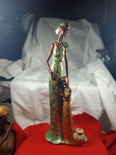 Beautiful 15 Inch African Woman And Child Statue picture