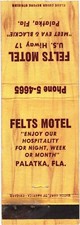 Felts Motel Palatka FL Vintage Matchbook Cover 1940s-60s picture