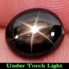 Black Star Sapphire 6 Rays 9.55 Ct Oval Cabochon Natural Loose RJ Gemstone picture