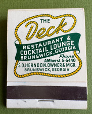 The Deck Restaurant, Brunswick Georgia Vintage Matchbook, Unstruck, Full, Nice picture