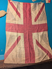 Vintage Union Jack British Flag Cloth Fabric with Rope Ties Signed Original WW2 picture
