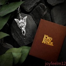 Noble LOTR Evenstar Necklace Arwen Elf Princess Sterling Silver Crystal Necklace picture