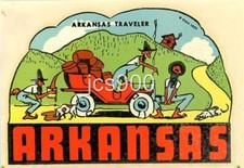 VINTAGE ARKANSAS TRAVELER 1951 COMIC SOUVENIR HILLBILLY TRAVEL DECAL ORIGINAL picture