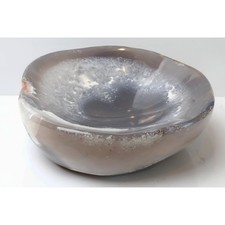 Brazilian Blue Agate Druzy Bowl, Gray Crystal Catchall Dish, Natural Stone Decor picture