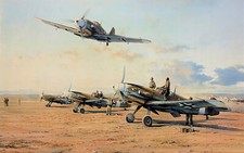 Hunters in the Desert by Robert Taylor art print signed by Desert Luftwaffe Aces picture