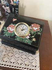 Vintage KANO Japan Lacquer Jewelry Box with Clock Floral Design picture