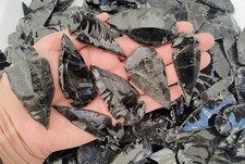 40 HANDMADE LARGE BLACK OBSIDIAN ARROWHEADS SPEAR POINTS 2 Inch picture