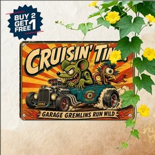 Americana Drag Racing Monster Rodent Garage Wall Art Retro Metal Tin Sign 8x12 picture
