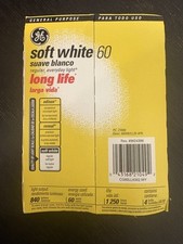 Vtg 4 Pack GE Soft White LONG LIFE Bulbs 60W 50% Longer Life NEW OLD STOCK picture
