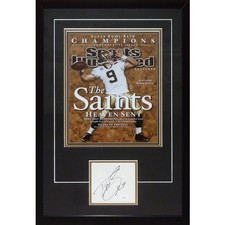 Drew Brees Autographed New Orleans Saints (Super Bowl SI Poster) Deluxe Framed 1 picture