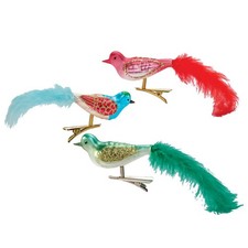 Holiday Peak Vintage Glass Bird Clip-On Ornaments, Set of 3 in Assorted Colors picture
