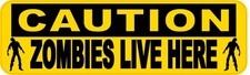 10 x 3 Caution Zombies Live Here Magnet Magnetic Halloween Scary Zombie Magnets picture