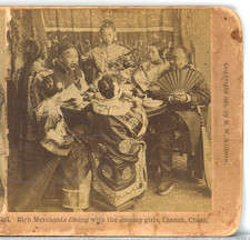 CHINA, Rich Merchants Dining With Singing Girls-Kilburn Stereoview K115 picture