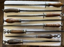 BIG LOT OF 8 VINTAGE ANTIQUE HONING STEELS. VARIOUS MAKERS. LOOK picture