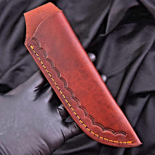 CUSTOM HANDMADE PURE COW LEATHER SHEATH FOR FIXED BLADE KNIFE 1305 picture