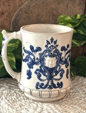 Antique Swedish Blue & White Cameo Pitcher picture