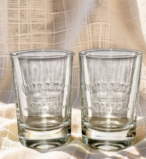 Pair of Bulleit Bourbon Frontier Whiskey Shot Glasses Oval Heavy Base Embossed  picture