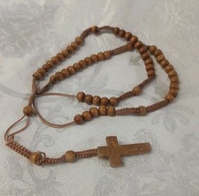 Vintage Handcrafted Macrame Olive Wood Bead Rosary 40