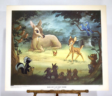 1947 Walt Disney NY Graphic Society Litho Print Bambi Meets His Forest Friends picture