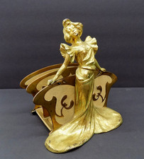Stunning Art Nouveau/Jugendstil Mixed Metal Figural Letter Rack w/Maiden picture