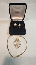 Vintage Princess Diana The Franklin Mint England Rose Pendant & Earrings, READ picture