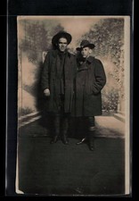 RPPC Postcard 2 Young Men WW1 Soldiers in Overcoats Studio Photo Doughboy picture