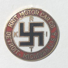 Vintage 1970s Krit Motor Car Company Logo Hat Lapel Pin Detroit Michigan USA picture