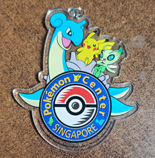 Pokémon Center Singapore 2019 Lapras Pikachu Celebi Acrylic Clip-On Keychain picture