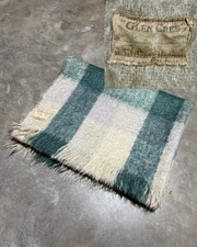 True Vintage Glen Cree 100% Mohair White and Green Knit Blanket 49x77 inch picture