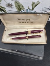 Vintage Burgundy WhiteSheaffer's Admiral Snorkel 14k Nib Fountain Pen Pencil Set picture
