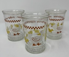 Lot of 3 Vintage Mother Goose & Ducklings Bama Jelly Jars, Juice Glass 1960s picture