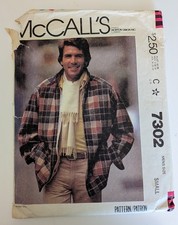 McCall's 7302 Men's Jacket Pattern Size Small picture