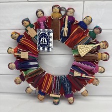 Peru Guatemalan Worry Doll Wreath Cotton Hand woven 10
