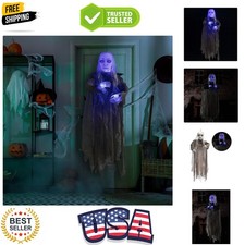 Animated Hanging Ghost with Glowing Head and Creepy Sounds Female Ghost Hallo... picture