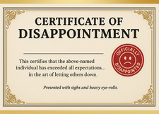 😂 Funny “Certificate of Disappointment” Prank Postcard – Anonymous Gag Gift 🎁  picture
