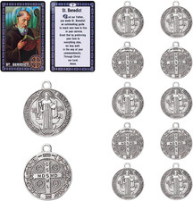 10 Pcs St Benedict Medals,Catholic Saint Benedict Medal for Jewelry Pendant Rosa picture