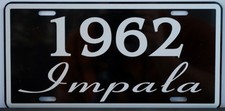 1962 62 IMPALA LICENSE PLATE 327 409 CONVERTIBLE CHEVY CHEVROLET SS SUPER SPORT picture