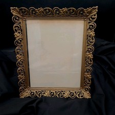 Antique Victorian Style Brass Filigree Metal Picture Frame 10