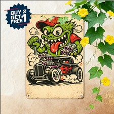 Americana Drag Racing Rodent Monster Garage Wall Decor Metal Tin Sign 8x12 In picture