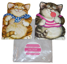 2 VTG GIANT GREETING CARDS CAT TALES 70/80s JUMBO NOTES KITTENS SMILING PURRFECT picture
