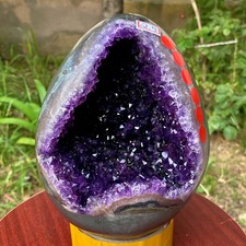 6.37LB High quality Natural Amethyst geode quartz crystal Dinosaur egg healing picture