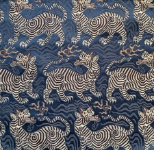 CLARENCE HOUSE Petite Tibet dragon deep blue cotton viscose polyester Italy New picture