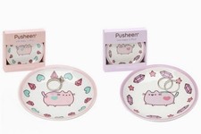 2pc Pusheen Ceramic 4” Trinket Tray Dish y2k Kawaii Collectible Pink Purple picture