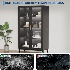 Curio Case Glass Display Cabinet RGB LED Lights 4-Tier Glass Doors USB Charging picture